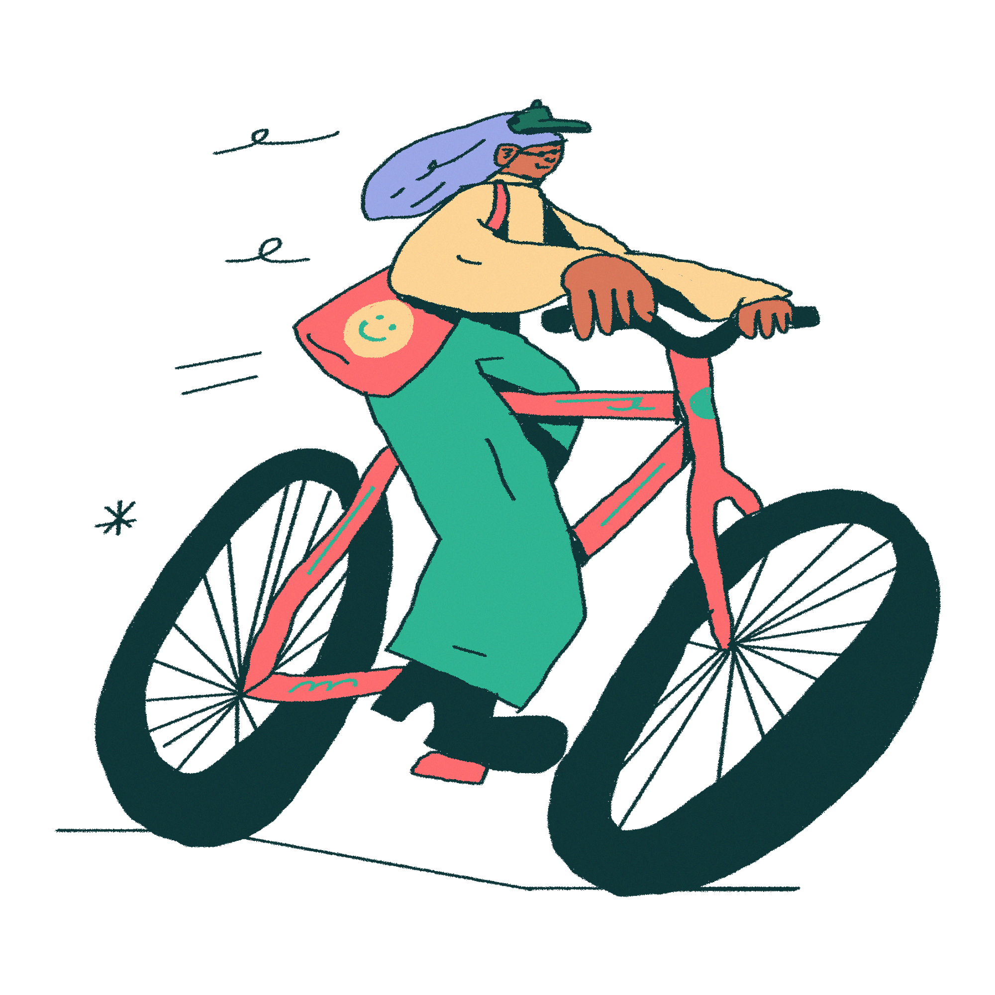 Illustration of a person on a bike