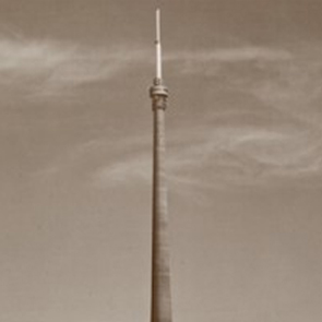 Sepia toned image of rocket launch