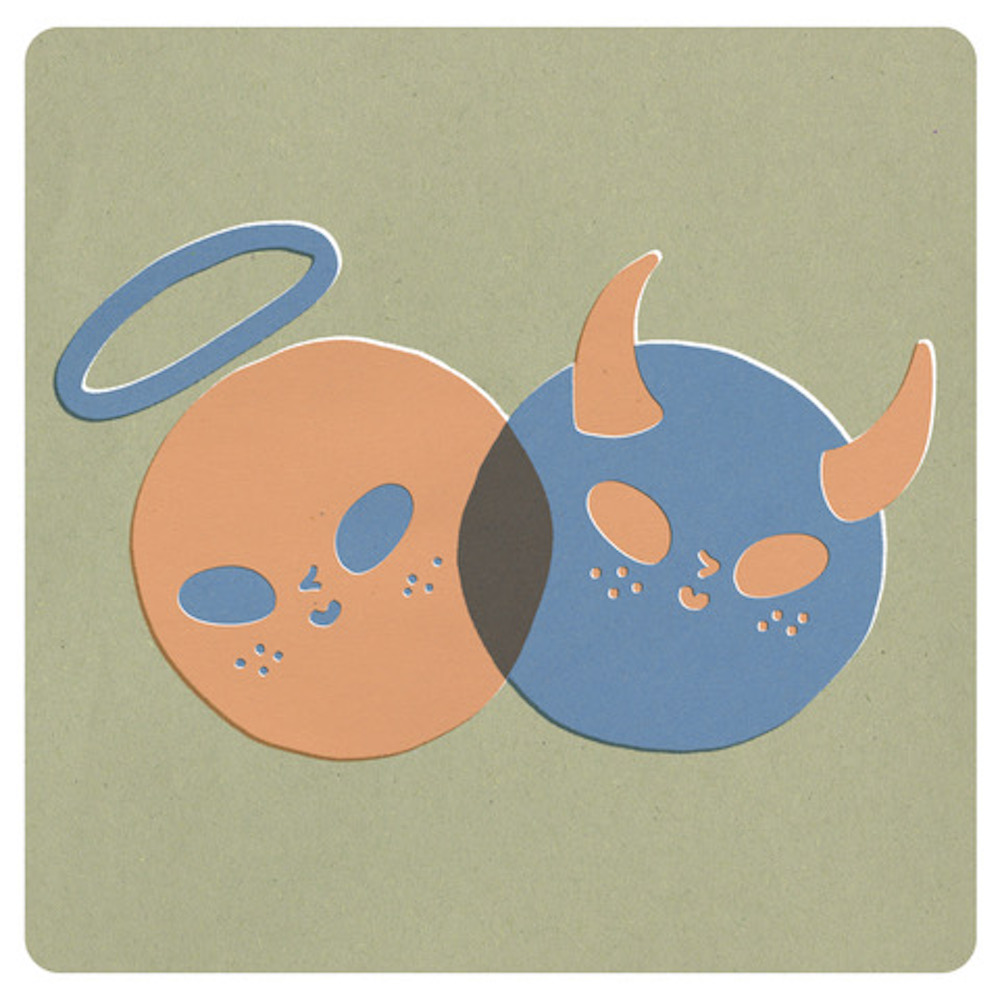 An illustration of a little angel and devil character overlapping