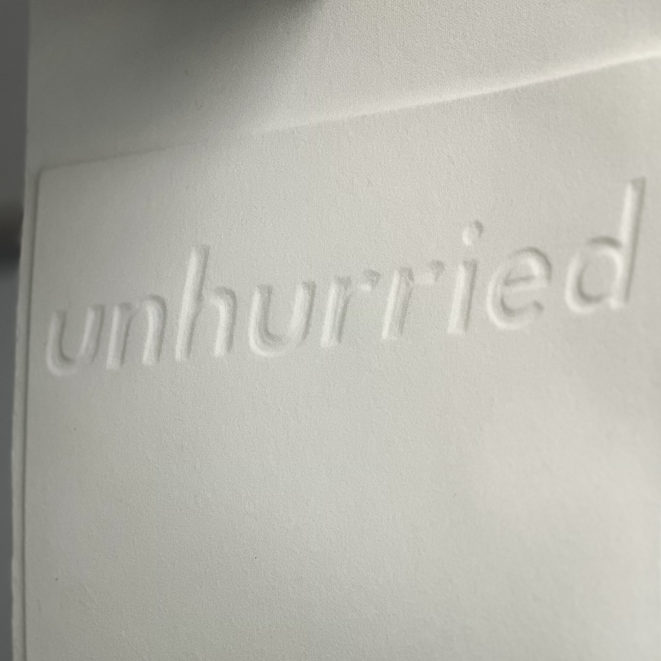 'Unhurried' embossing by Alice Clough